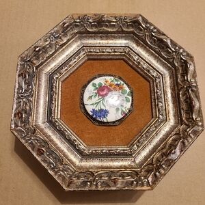 Floral Decorative Plate with Ornate Frame